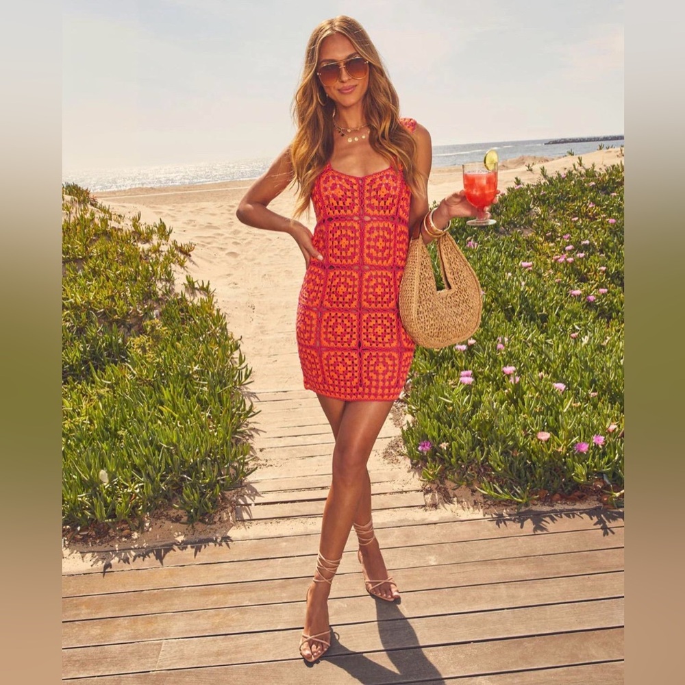 VICI Collection Solana Patchwork Crochet Mini Dre… - image 2